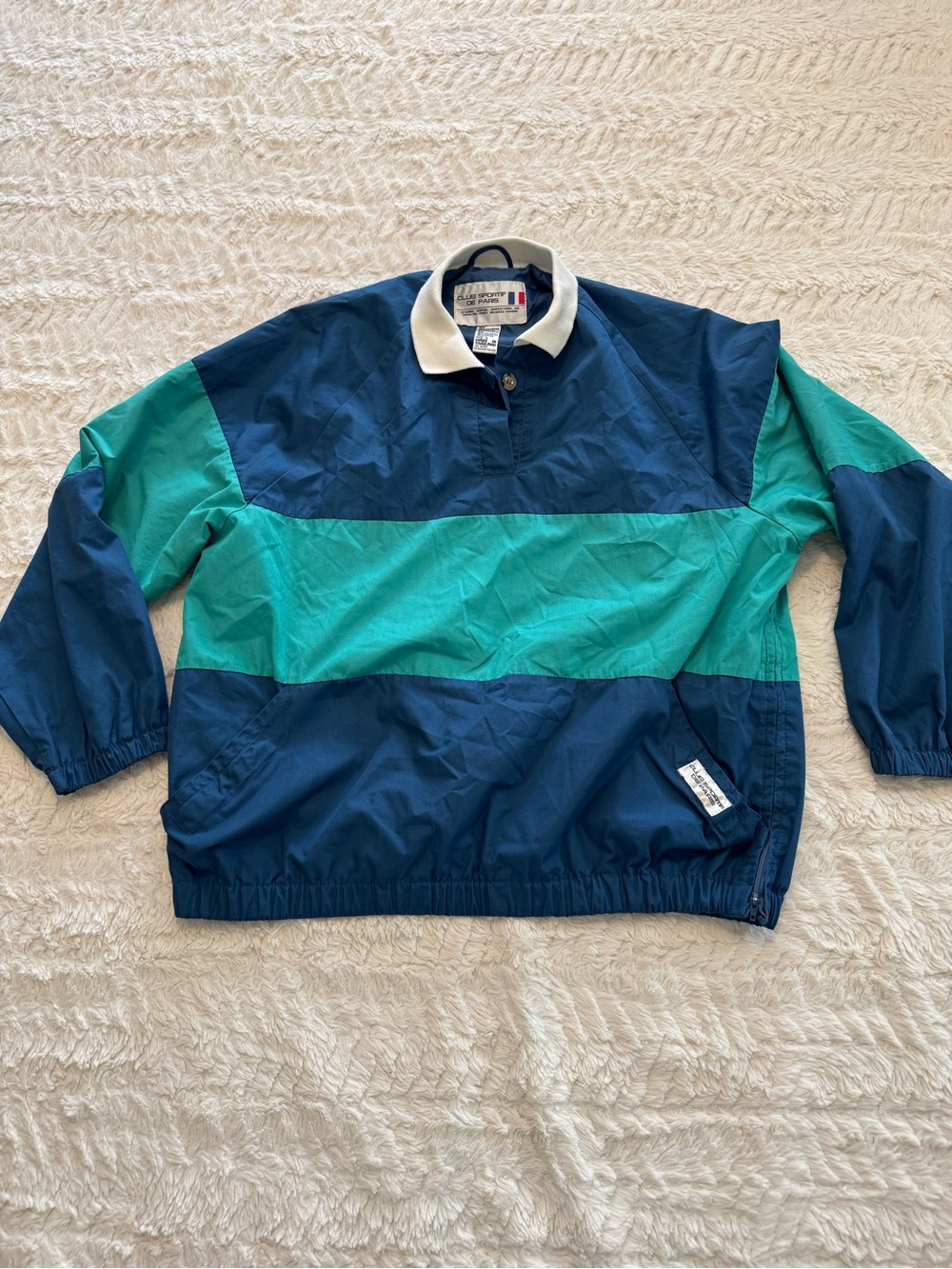 VTG Club Sportif de Paris Colorblock 80s 90s Rugby Pullover Windbreaker Small